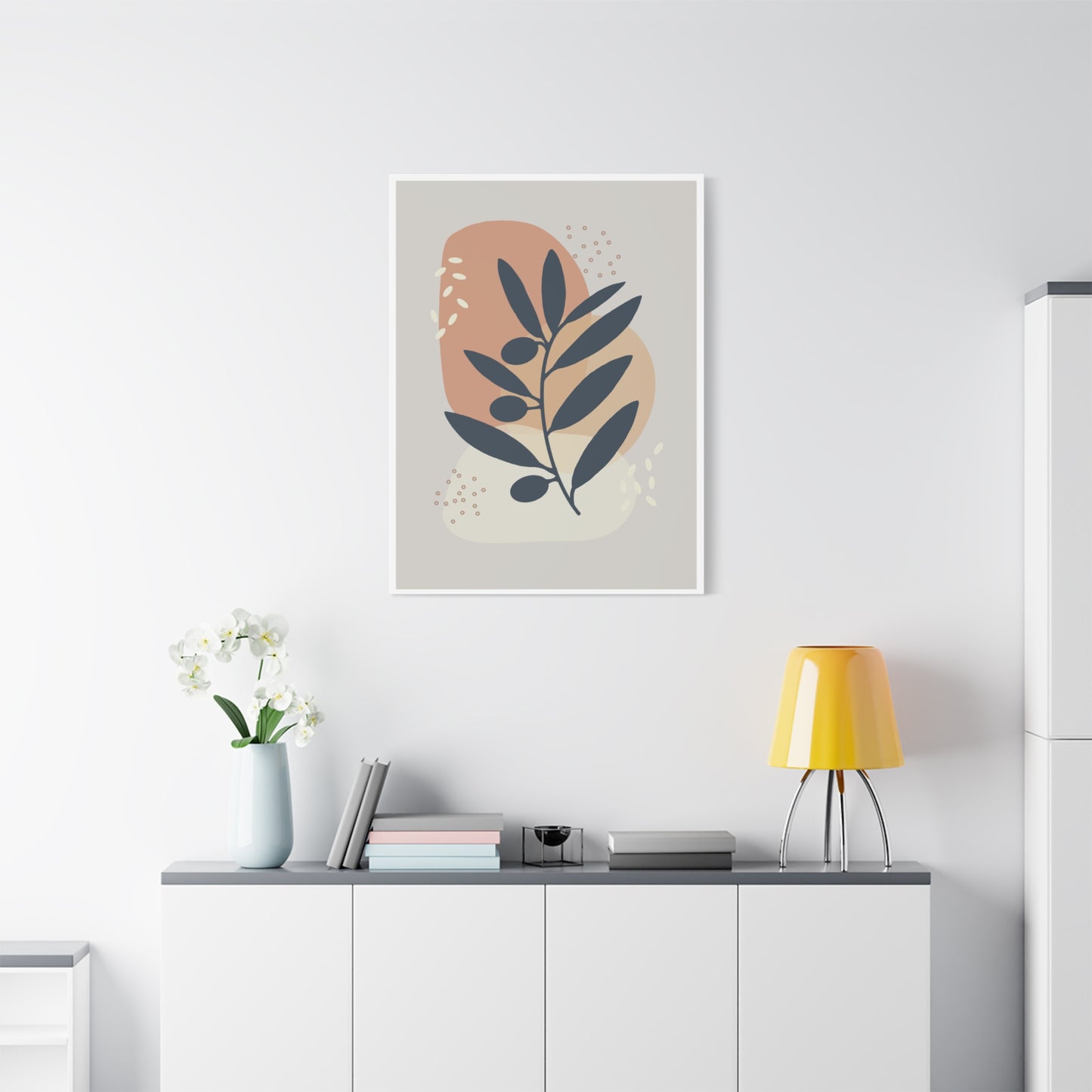 Pink Minimal  Flower Art Set 1.3 - Matte Canvas Decor with Minimalist Leaf Design
