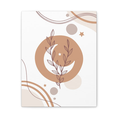 Sunset Botanica Art 1.1 - Matte Canvas Decor with Minimalist Leaf Design