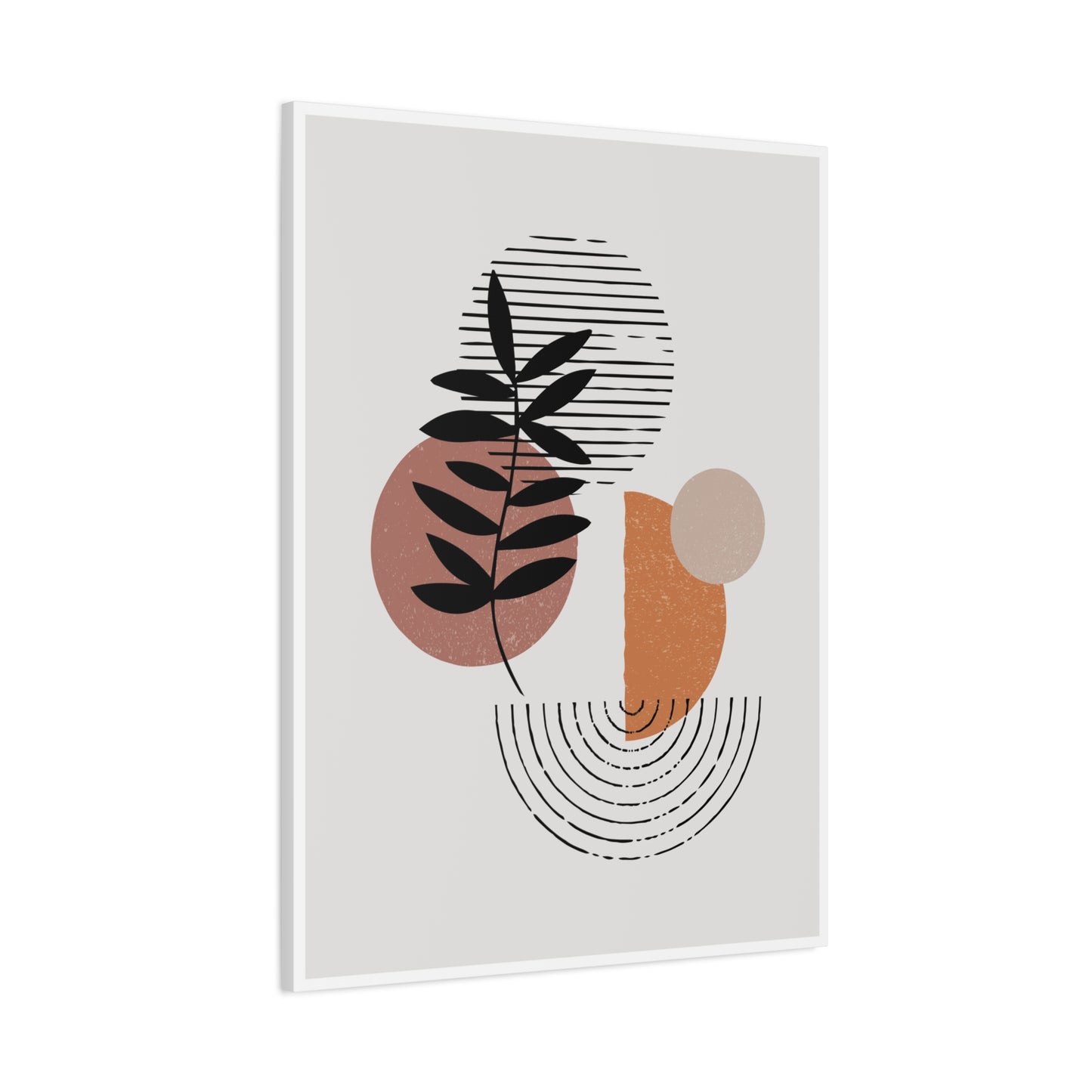 Orange Tone Flower Art Set 1.3 - Matte Canvas Decor with Minimalist Leaf Design