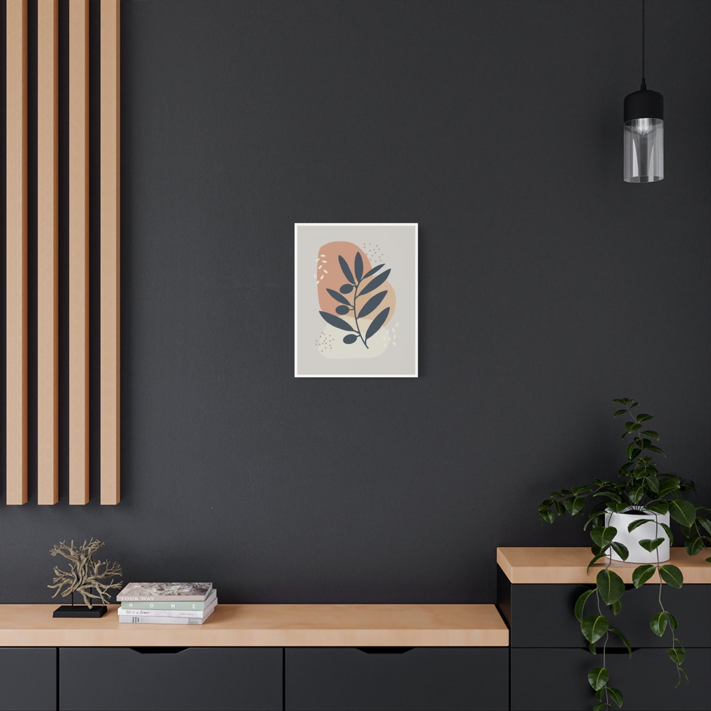 Pink Minimal  Flower Art Set 1.3 - Matte Canvas Decor with Minimalist Leaf Design