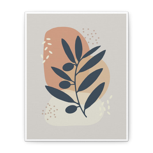 Pink Minimal  Flower Art Set 1.3 - Matte Canvas Decor with Minimalist Leaf Design