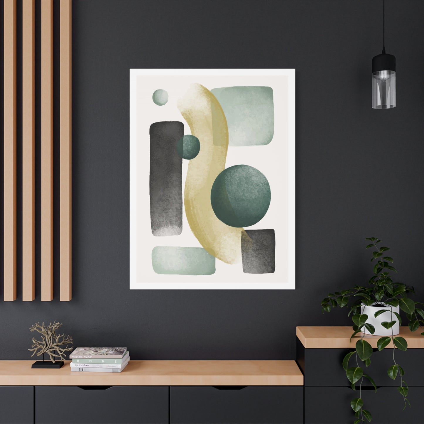 Army Green Art Set 1.2 - Matte Canvas Decor with Minimalist Leaf Design