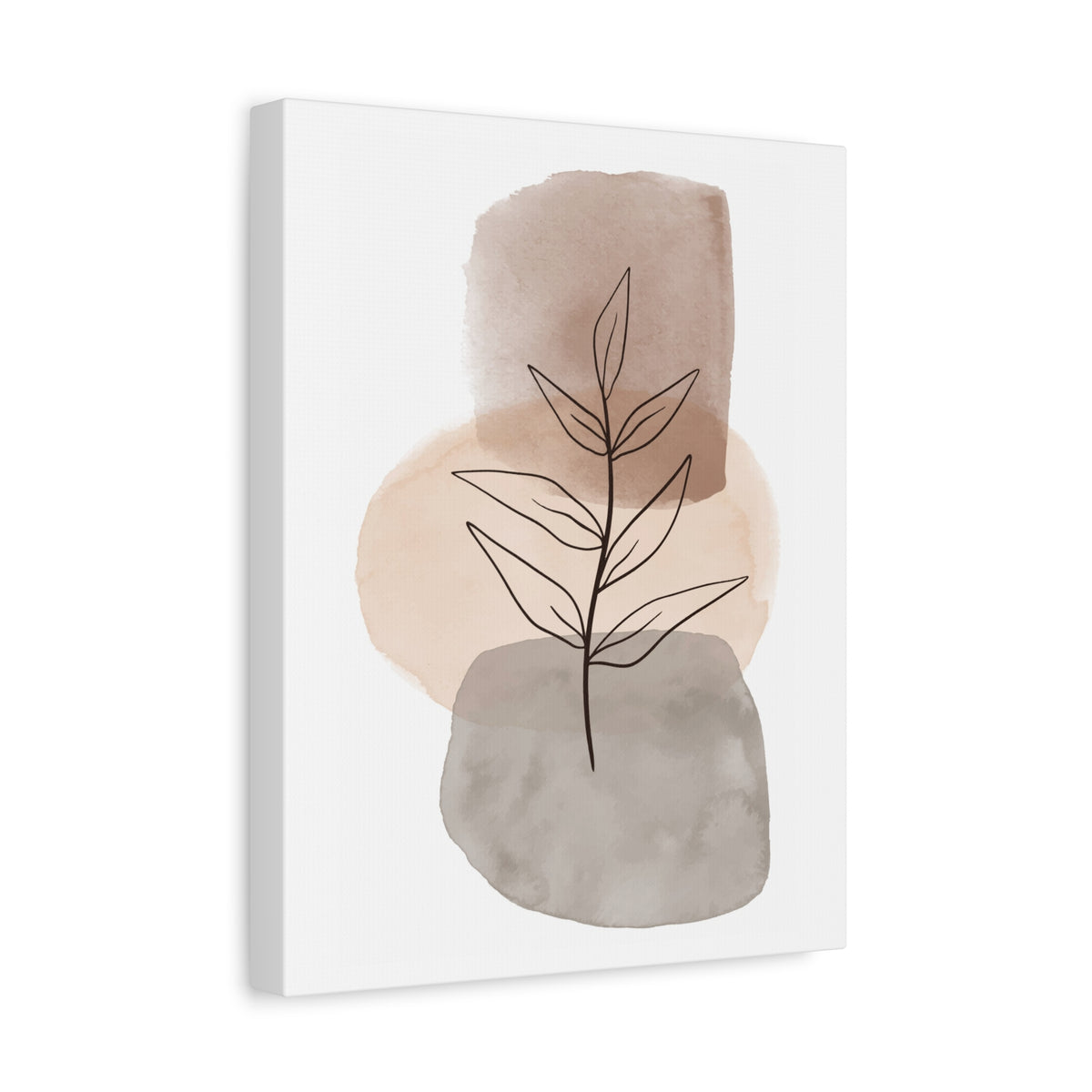 Brown Botanical Wall Art Set 1.3 - Matte Canvas Decor with Minimalist Leaf Design