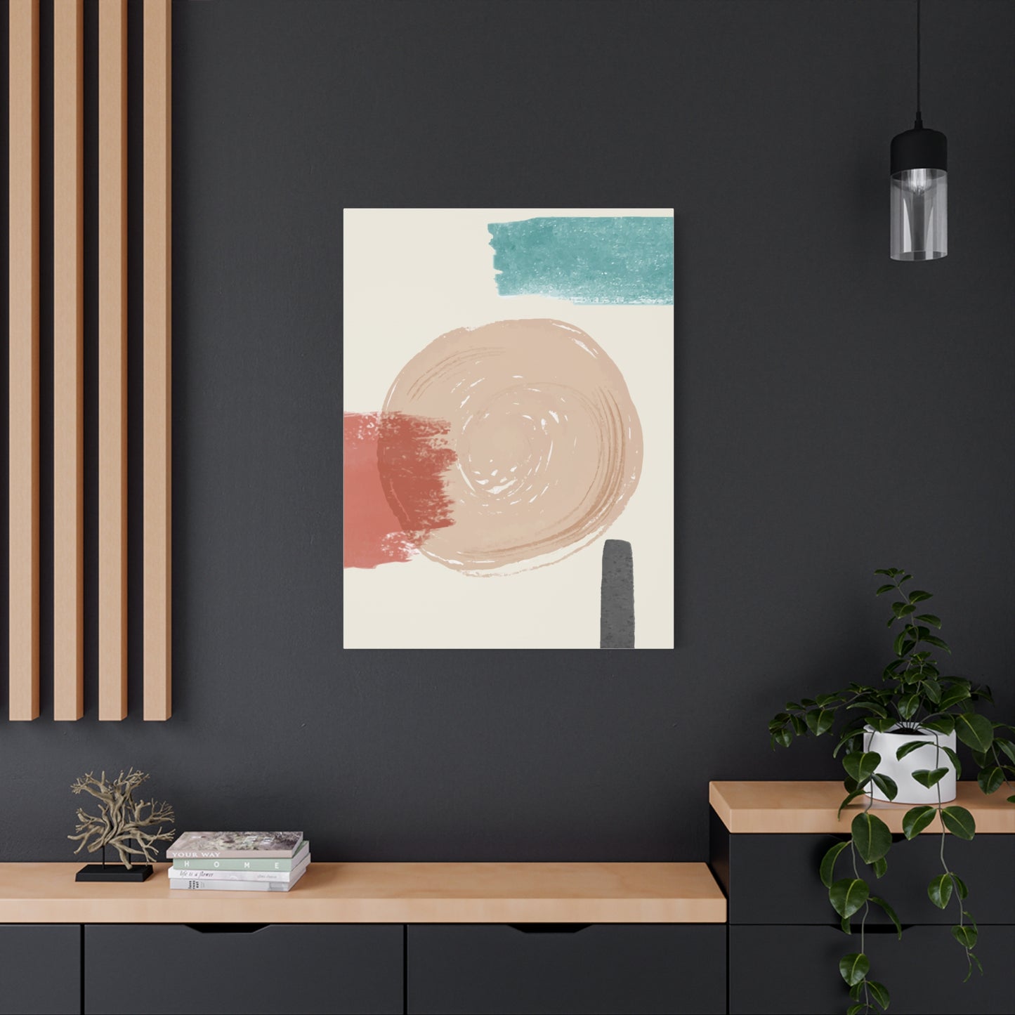 Soft Dune Palette Art 1.3 - Matte Canvas Decor with Minimalist Leaf Design