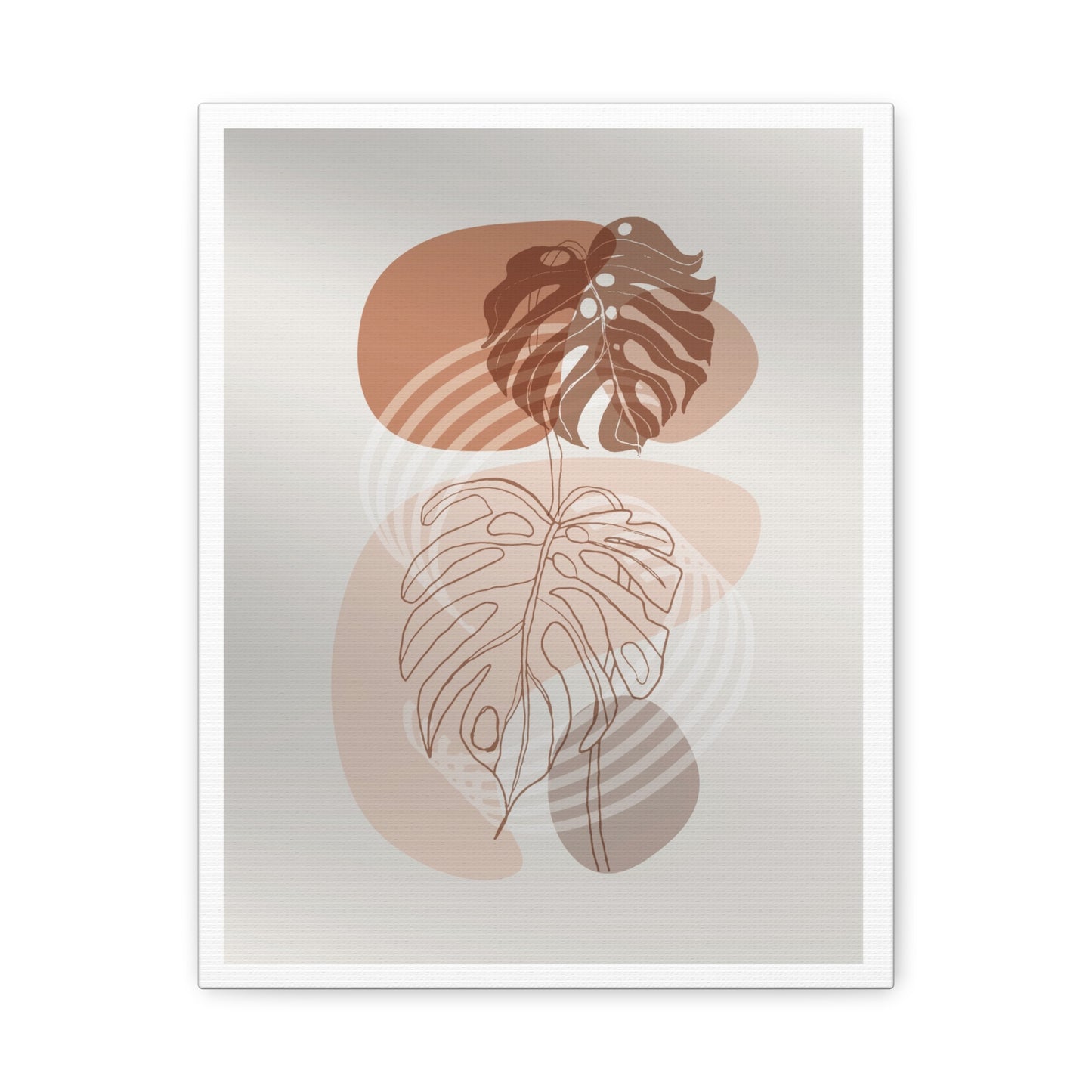Brown Leaf Wall Painting Set 1.2 - Matte Canvas Decor with Minimalist Leaf Design