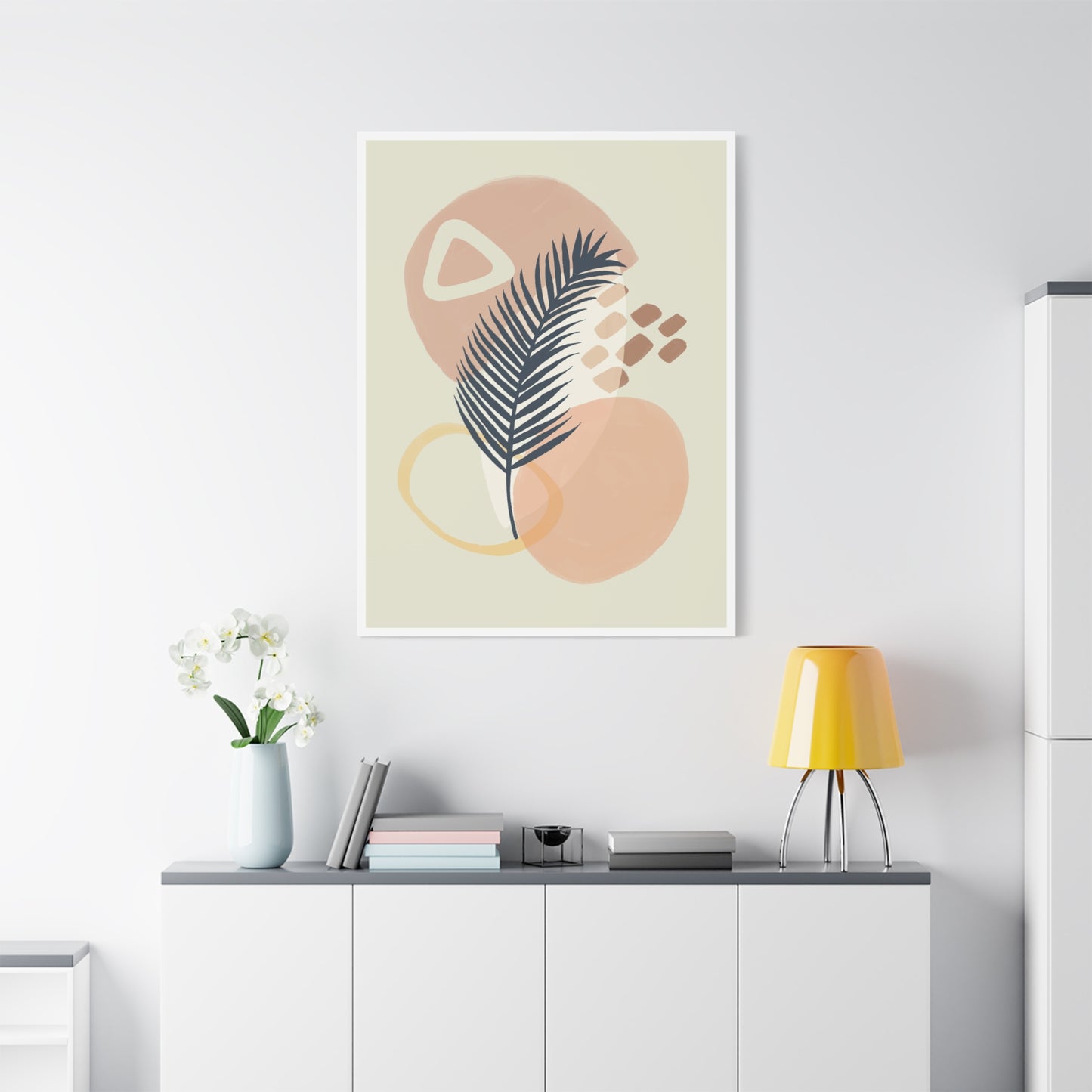 Pink Minimal  Flower Art Set 1.2 - Matte Canvas Decor with Minimalist Leaf Design