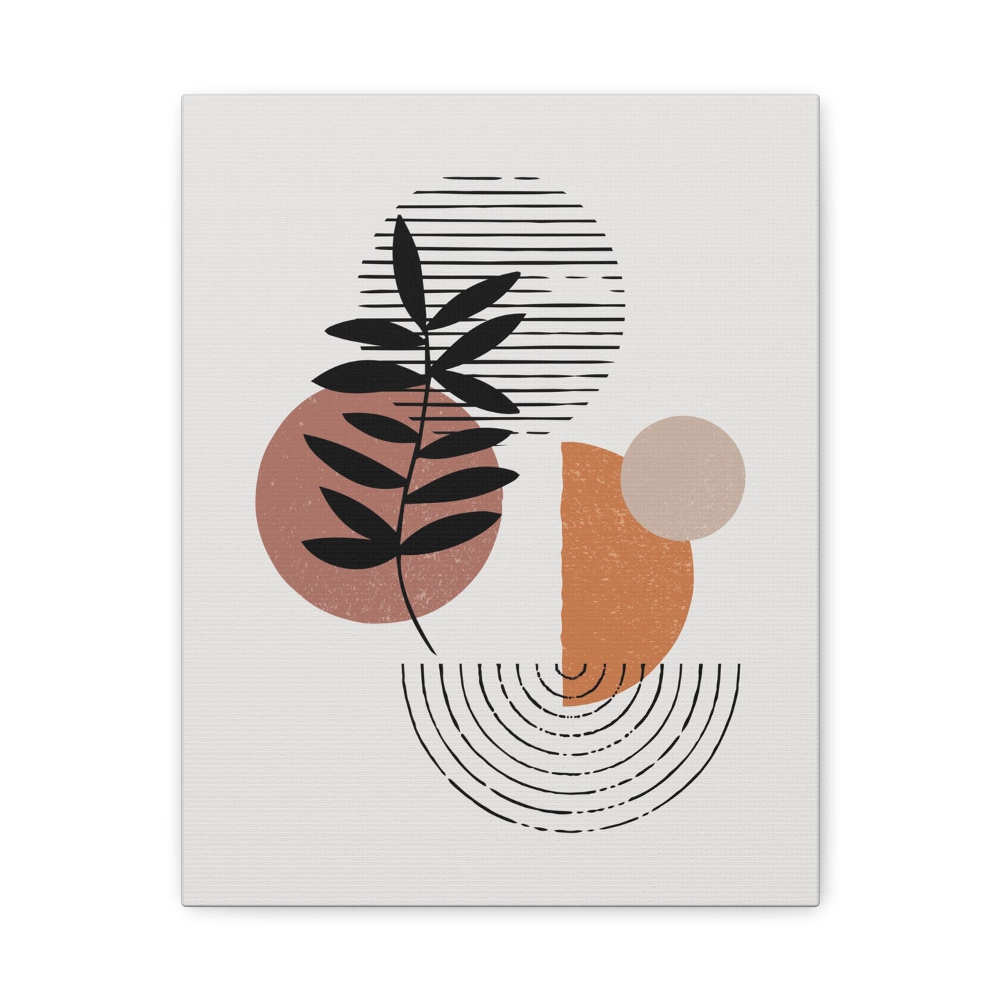 Orange Tone Flower Art Set 1.3 - Matte Canvas Decor with Minimalist Leaf Design