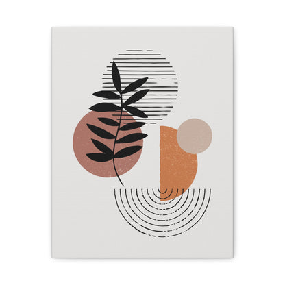 Orange Tone Flower Art Set 1.3 - Matte Canvas Decor with Minimalist Leaf Design