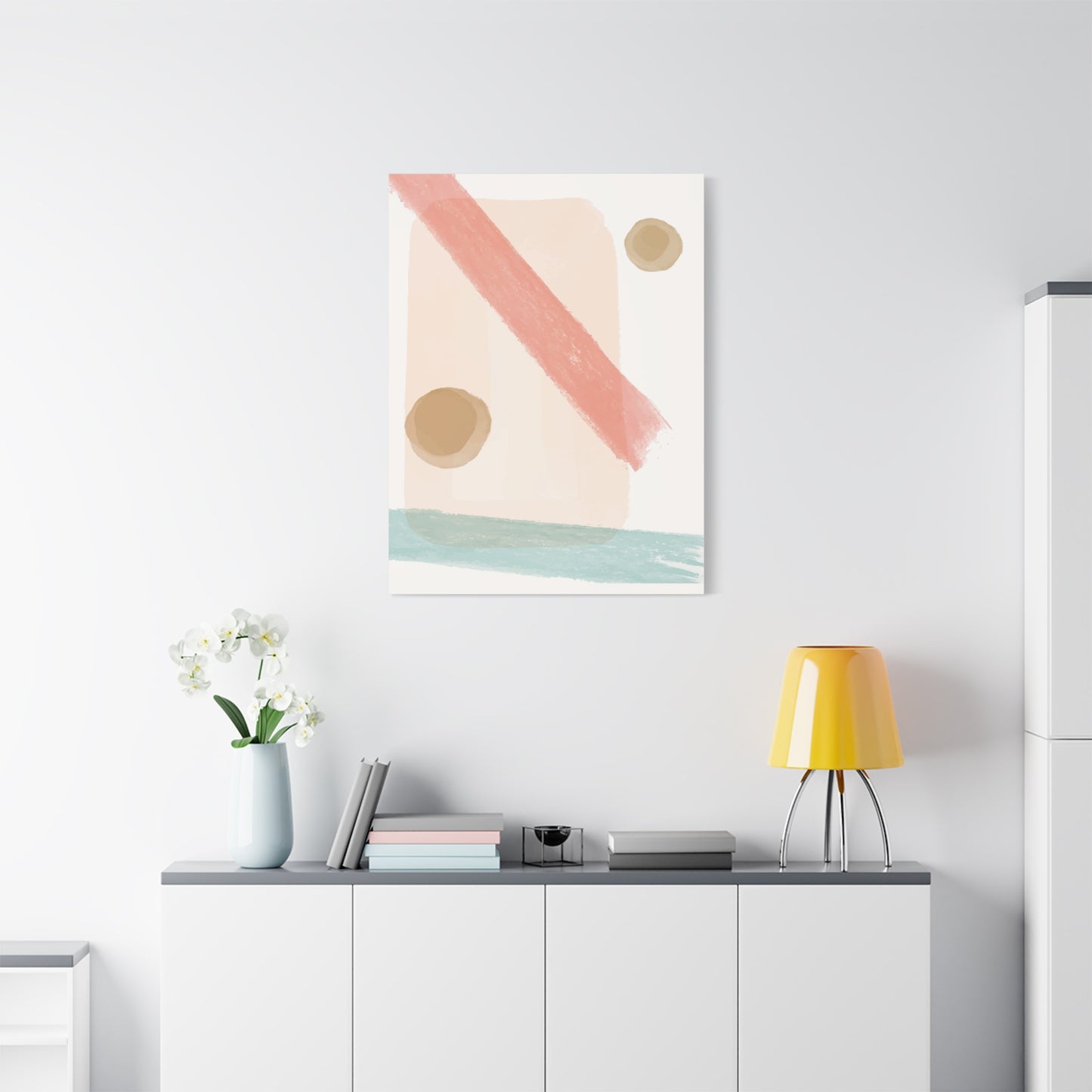 Pastel Pulse Art Set 1.2 - Matte Canvas Decor with Minimalist Leaf Design