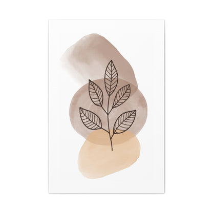 Brown Modern Botanical Wall Art Set 1.2 - Matte Canvas Decor with Minimalist Leaf Design