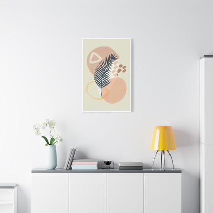 Pink Minimal  Flower Art Set 1.2 - Matte Canvas Decor with Minimalist Leaf Design
