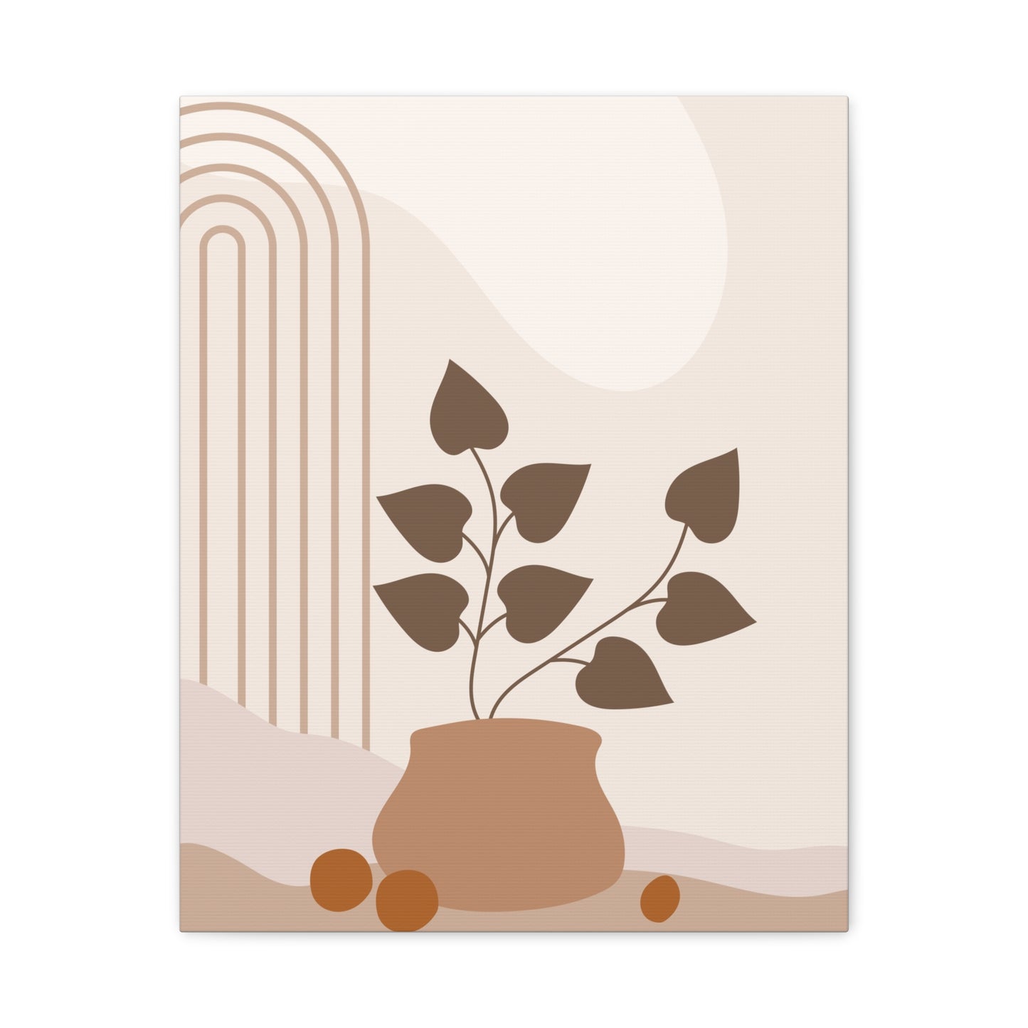 Brown View Wall Art Set 1.3 - Matte Canvas Decor with Minimalist Leaf Design