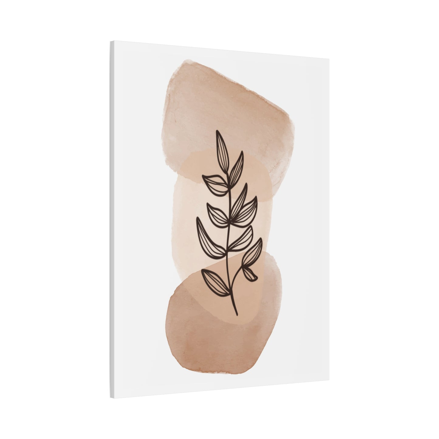 Brown Modern Botanical Wall Art Set 1.1- Matte Canvas Decor with Minimalist Leaf Design