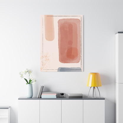 Pink Water Minimal Art Set 1.3 - Matte Canvas Decor with Minimalist Leaf Design