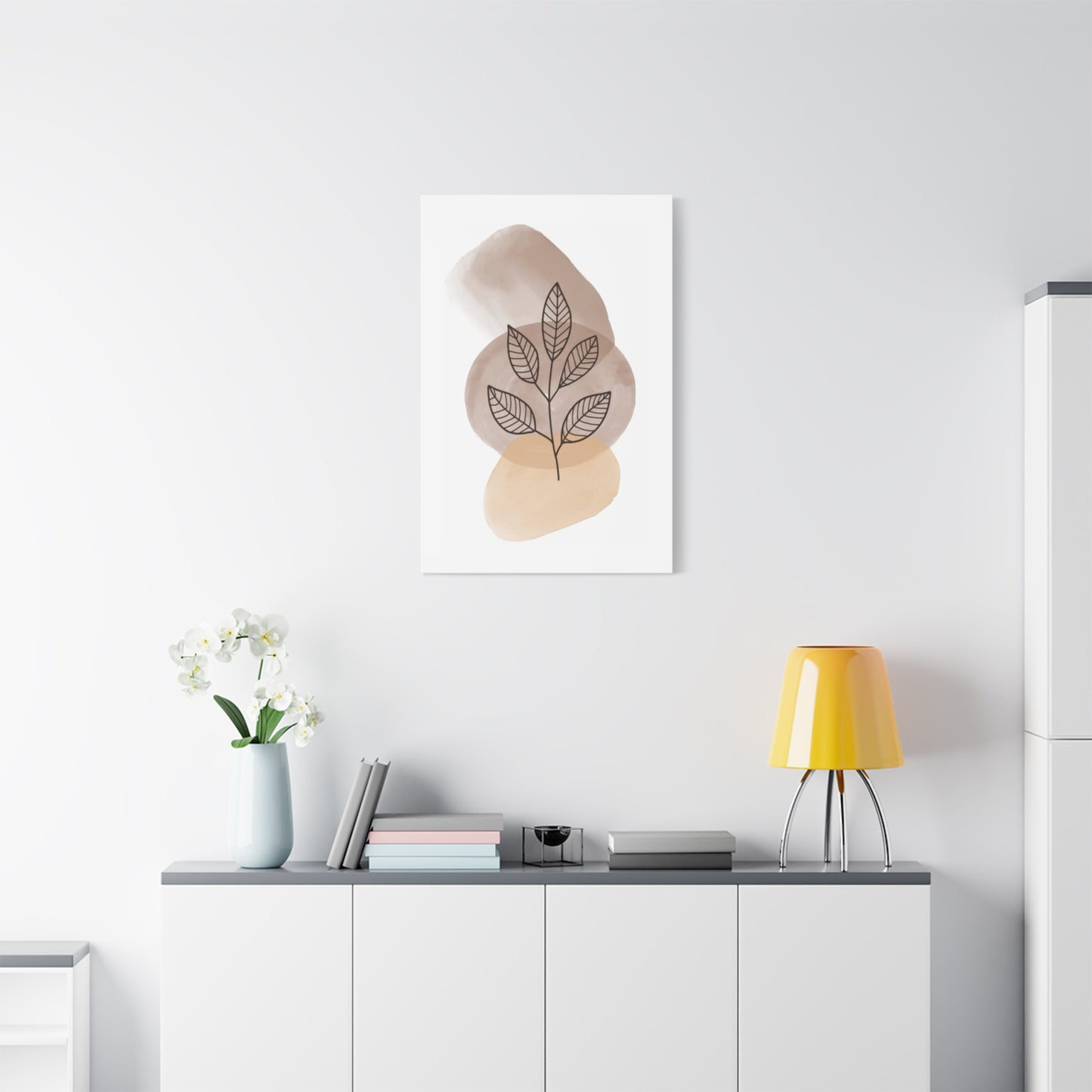 Brown Modern Botanical Wall Art Set 1.2 - Matte Canvas Decor with Minimalist Leaf Design