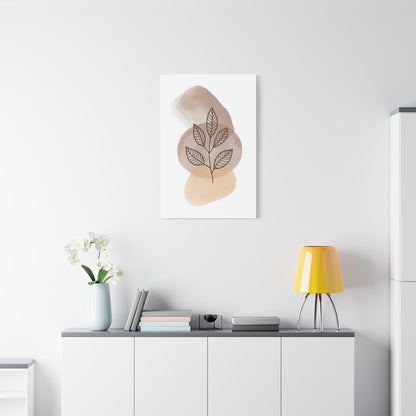 Brown Modern Botanical Wall Art Set 1.2 - Matte Canvas Decor with Minimalist Leaf Design