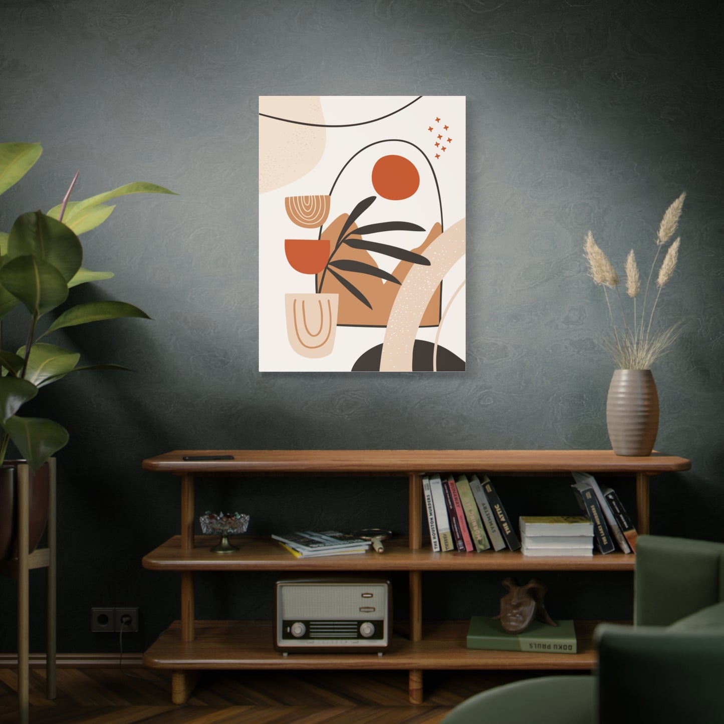 Boheme Luna  Art Set 1.3 - Matte Canvas Decor with Minimalist Leaf Design