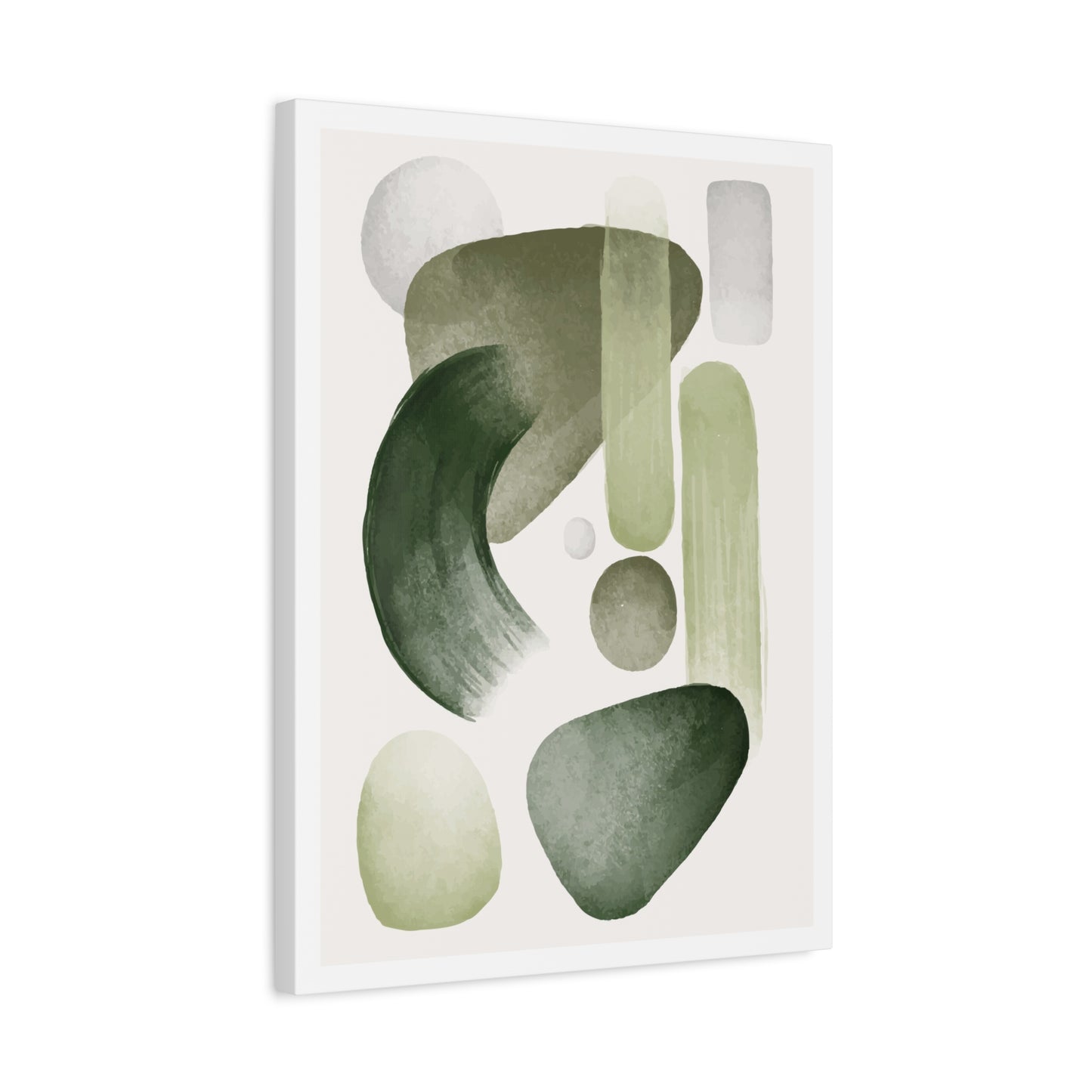 Olive Green Art Set 1.2- Matte Canvas Decor with Minimalist Leaf Design