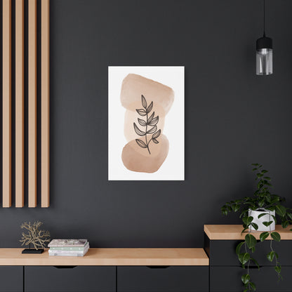 Brown Botanical Wall Art Set 1.1 - Matte Canvas Decor with Minimalist Leaf Design
