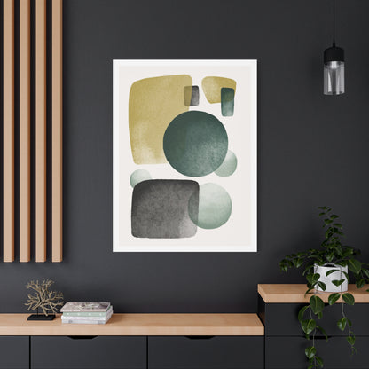 Army Green Art Set 1.1 - Matte Canvas Decor with Minimalist Leaf Design