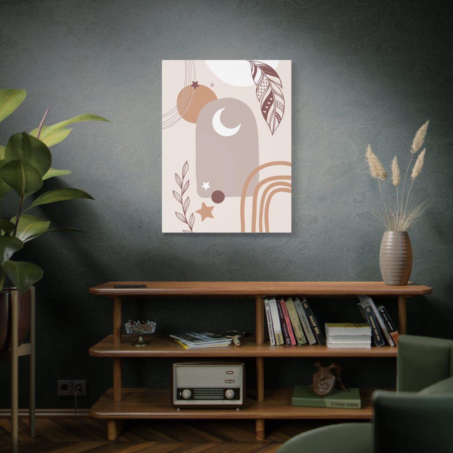 Sunset Botanica Art Set 1.2 - Matte Canvas Decor with Minimalist Leaf Design