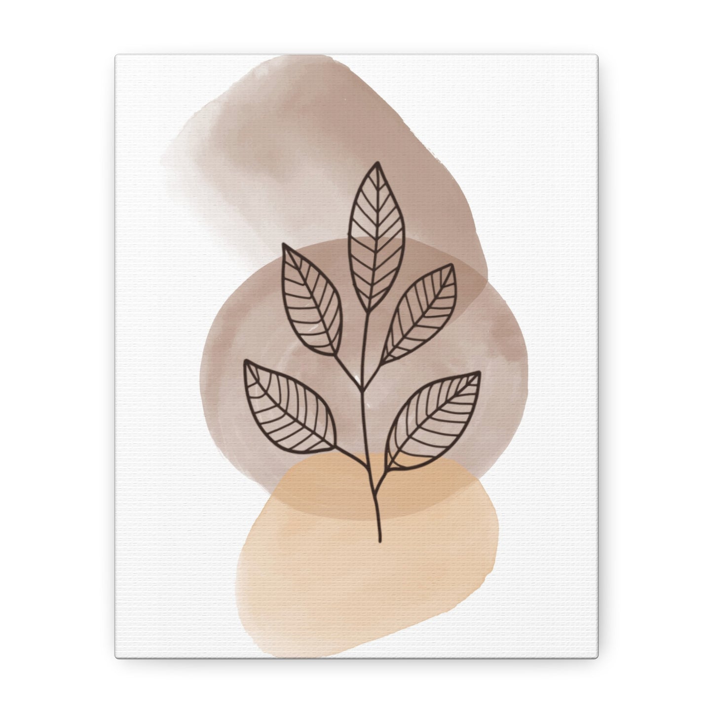 Brown Modern Botanical Wall Art Set 1.2 - Matte Canvas Decor with Minimalist Leaf Design