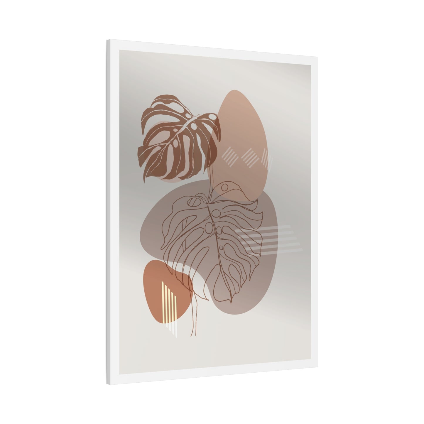 Brown Leaf Wall Painting Set 1.1 - Matte Canvas Decor with Minimalist Leaf Design