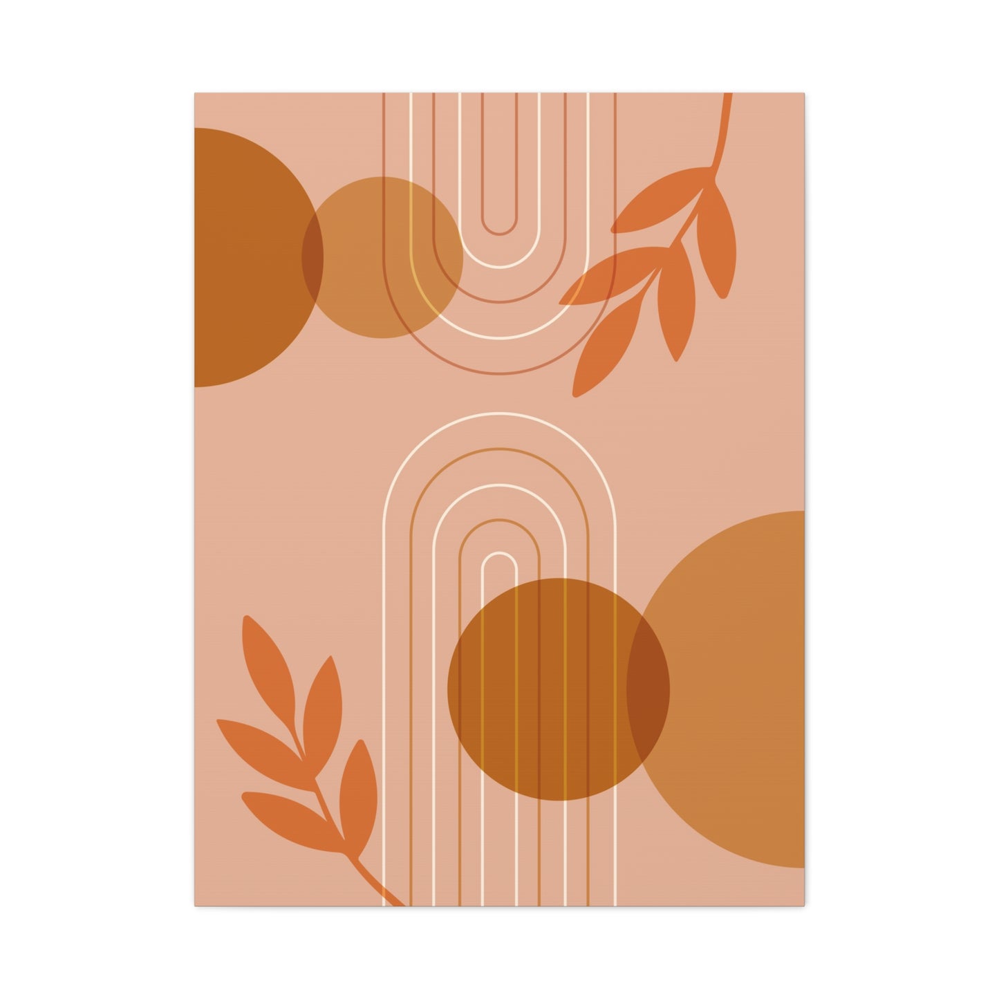 Abstract Terracotta Botanical Art Set 1.2 - Matte Canvas Decor with Minimalist Leaf Design
