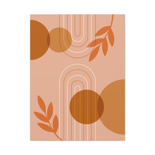 Abstract Terracotta Botanical Art Set 1.2 - Matte Canvas Decor with Minimalist Leaf Design