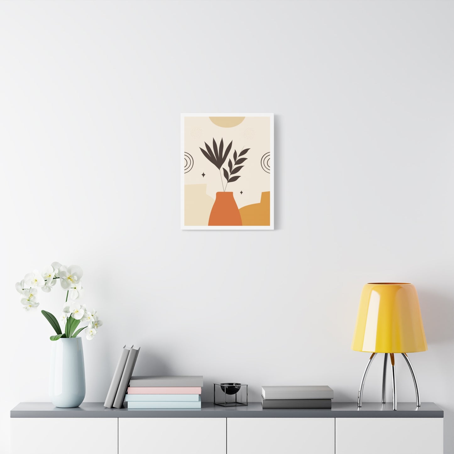 Lunar Bloom Art Set 1.1 - Matte Canvas Decor with Minimalist Leaf Design