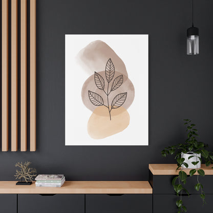 Brown Botanical Wall Art Set 1.2 - Matte Canvas Decor with Minimalist Leaf Design