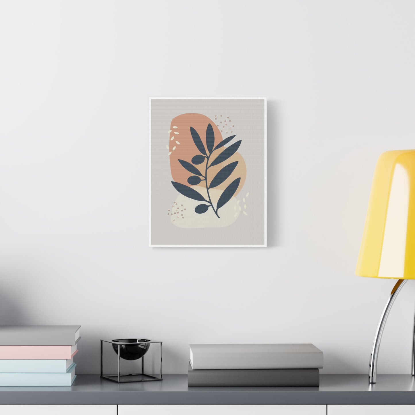 Pink Minimal  Flower Art Set 1.3 - Matte Canvas Decor with Minimalist Leaf Design