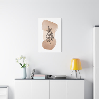Brown Botanical Wall Art Set 1.1 - Matte Canvas Decor with Minimalist Leaf Design