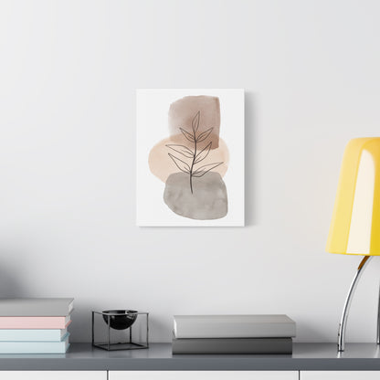 Brown Botanical Wall Art Set 1.3 - Matte Canvas Decor with Minimalist Leaf Design