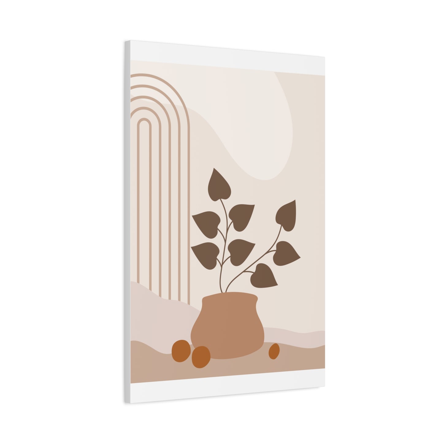 Brown View Wall Art Set 1.3 - Matte Canvas Decor with Minimalist Leaf Design