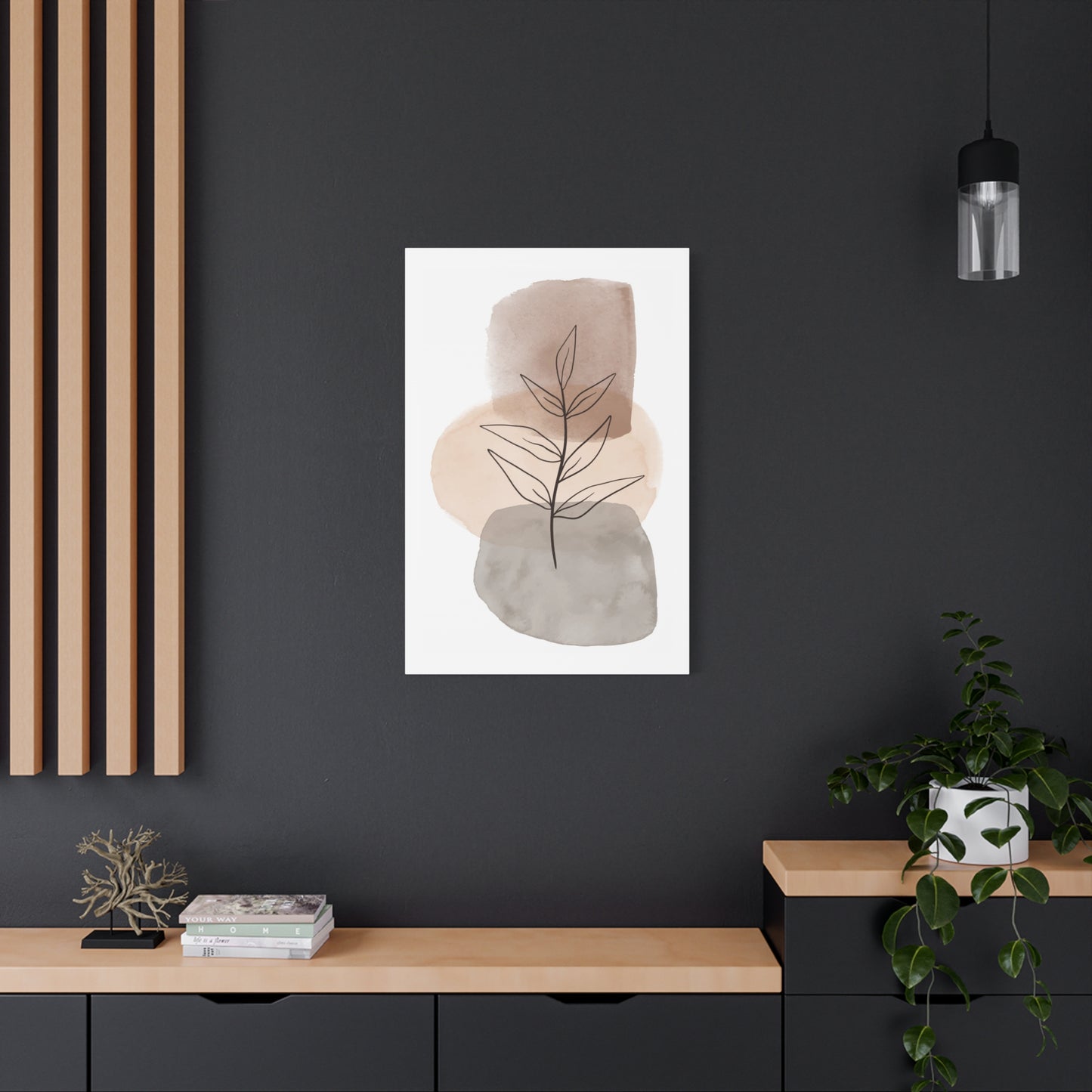 Brown Botanical Wall Art Set 1.3 - Matte Canvas Decor with Minimalist Leaf Design
