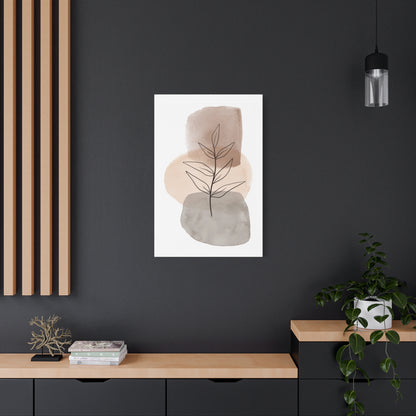Brown Botanical Wall Art Set 1.3 - Matte Canvas Decor with Minimalist Leaf Design