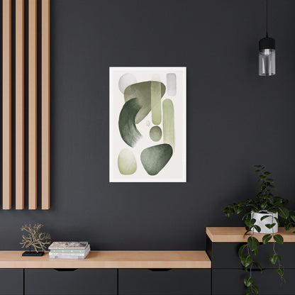 Olive Green Art Set 1.2- Matte Canvas Decor with Minimalist Leaf Design