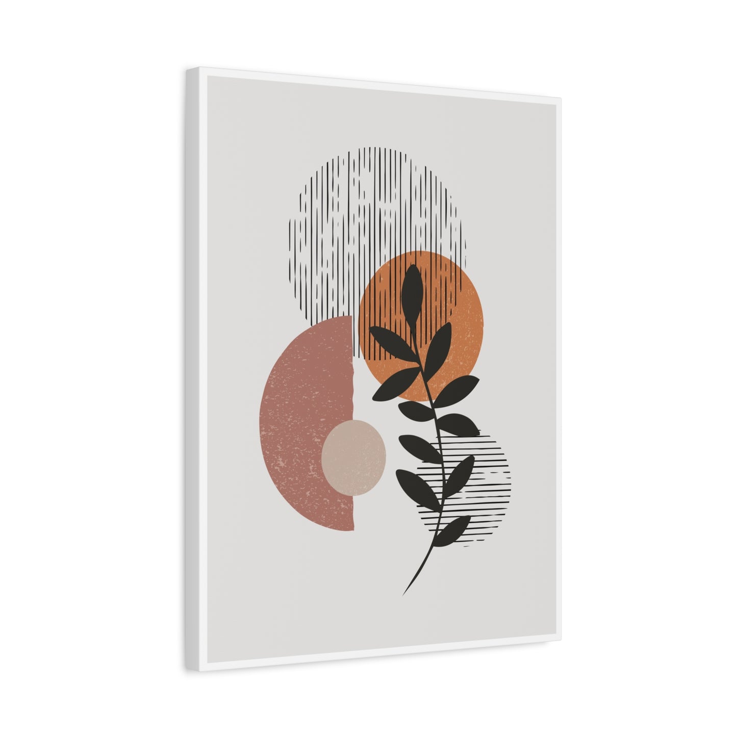 Orange Tone Flower Art Set 1.1 - Matte Canvas Decor with Minimalist Leaf Design