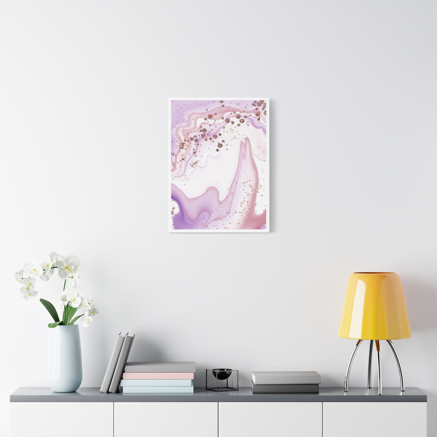 Blush Pink Marble Wall Art Set 1.1 - Matte Canvas Decor with Minimalist Leaf Design