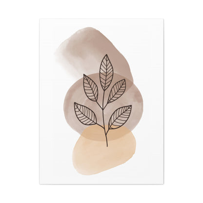 Brown Botanical Wall Art Set 1.2 - Matte Canvas Decor with Minimalist Leaf Design