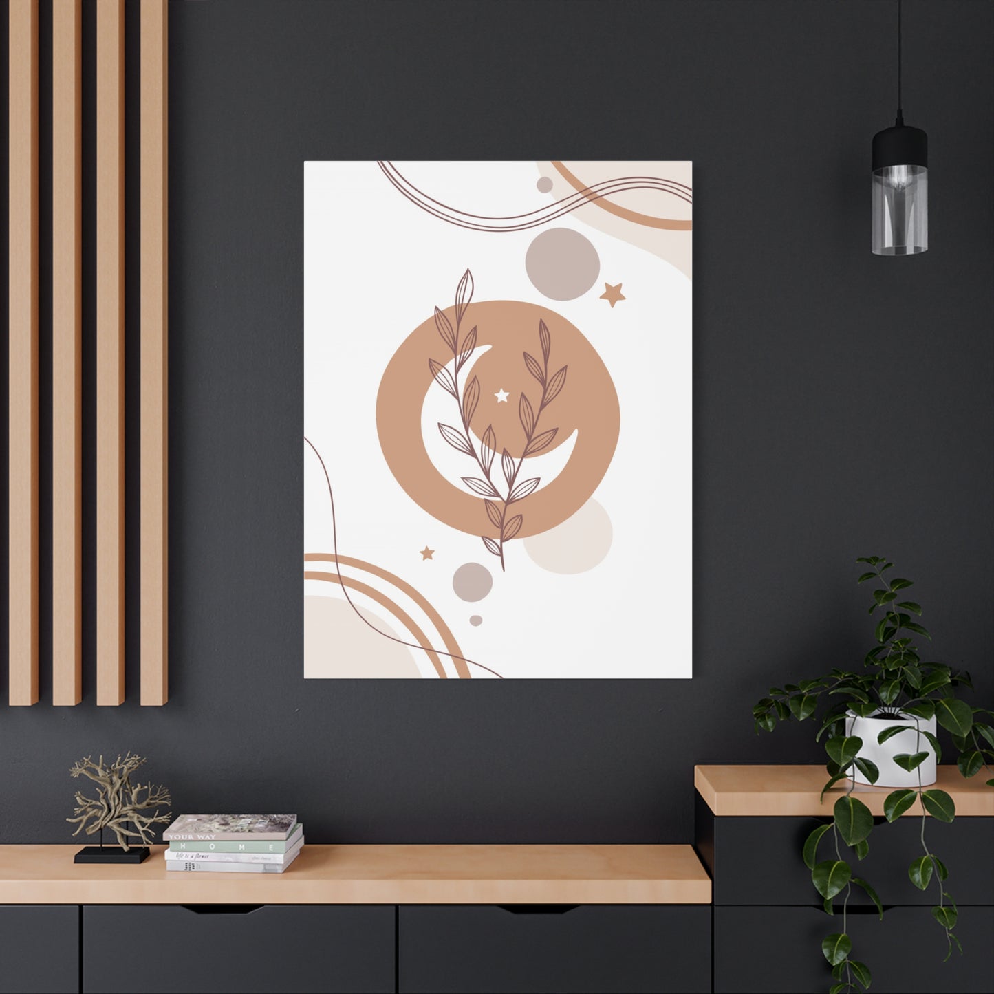 Sunset Botanica Art 1.1 - Matte Canvas Decor with Minimalist Leaf Design