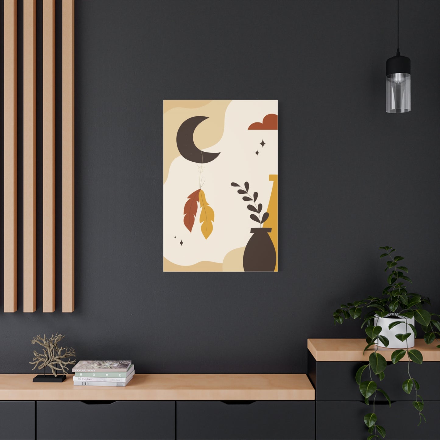 Nocturne Petal Art Set 1.2 - Matte Canvas Decor with Minimalist Leaf Design