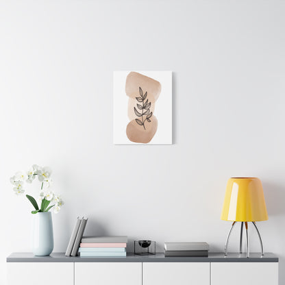 Brown Modern Botanical Wall Art Set 1.1- Matte Canvas Decor with Minimalist Leaf Design