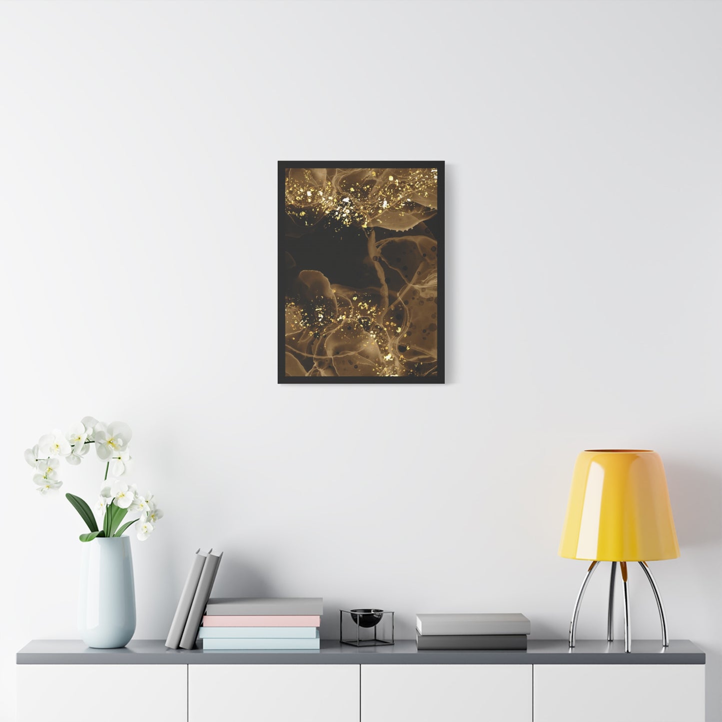 Gold Dust Art Set 1.3 - Matte Canvas Decor with Minimalist Leaf Design