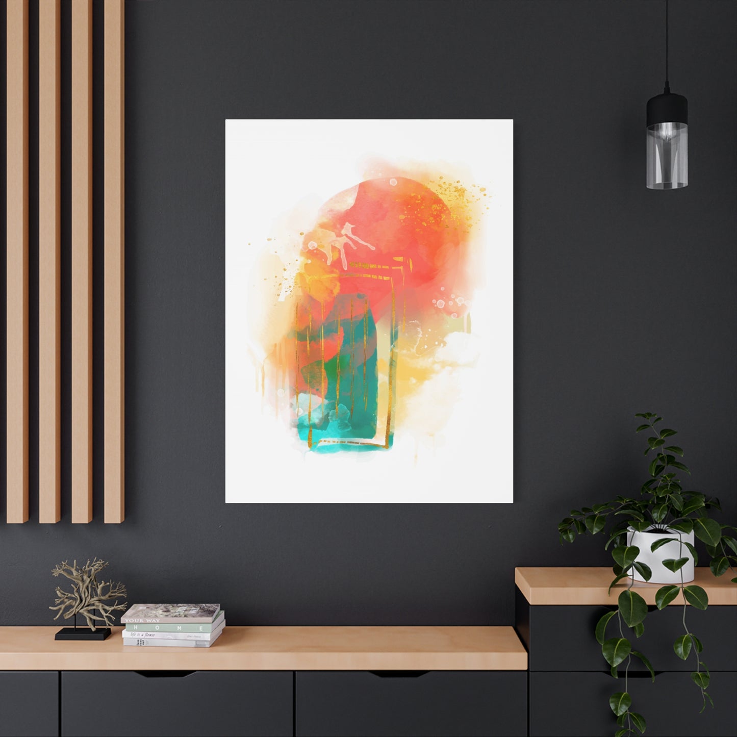 Watercolor Painting Set 1.3 - Matte Canvas Decor with Minimalist Leaf Design