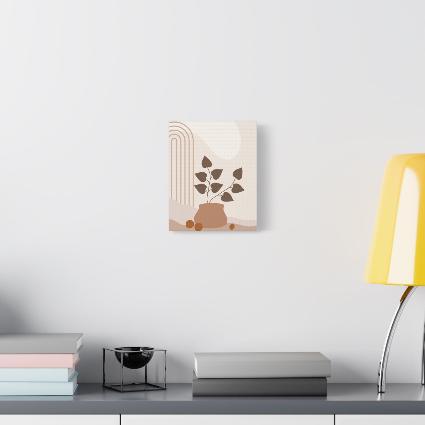 Brown View Wall Art Set 1.3 - Matte Canvas Decor with Minimalist Leaf Design