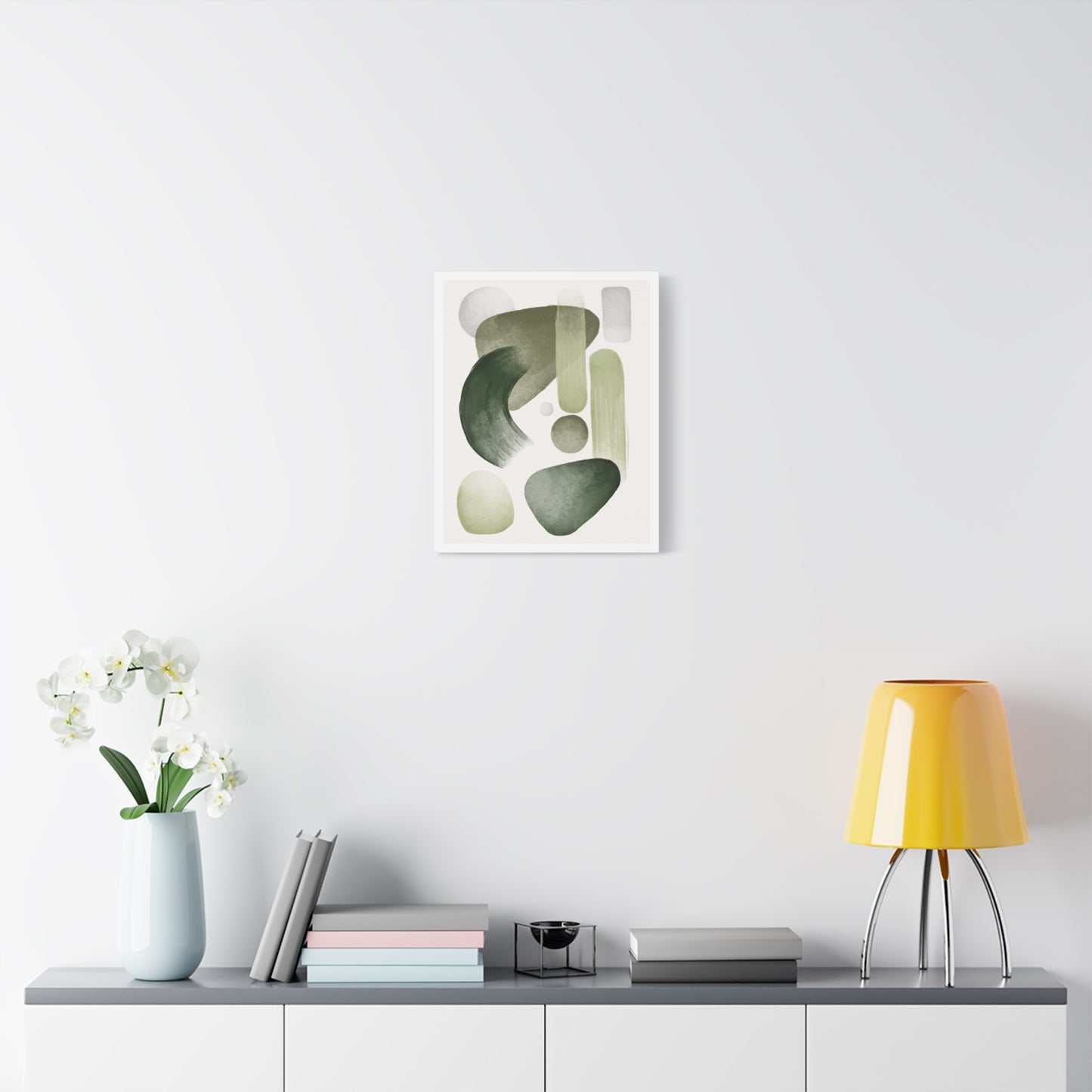 Olive Green Art Set 1.2- Matte Canvas Decor with Minimalist Leaf Design