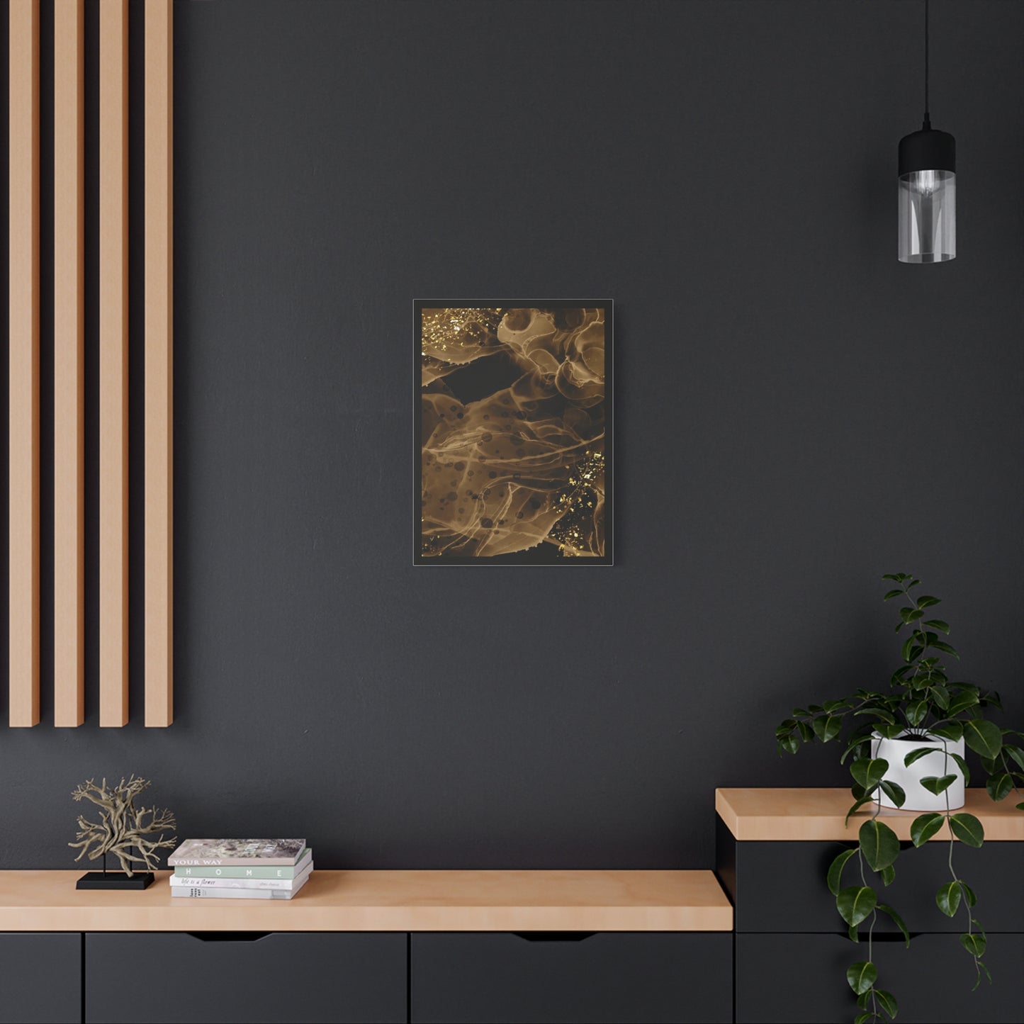 Gold Dust Art Set 1.2 - Matte Canvas Decor with Minimalist Leaf Design