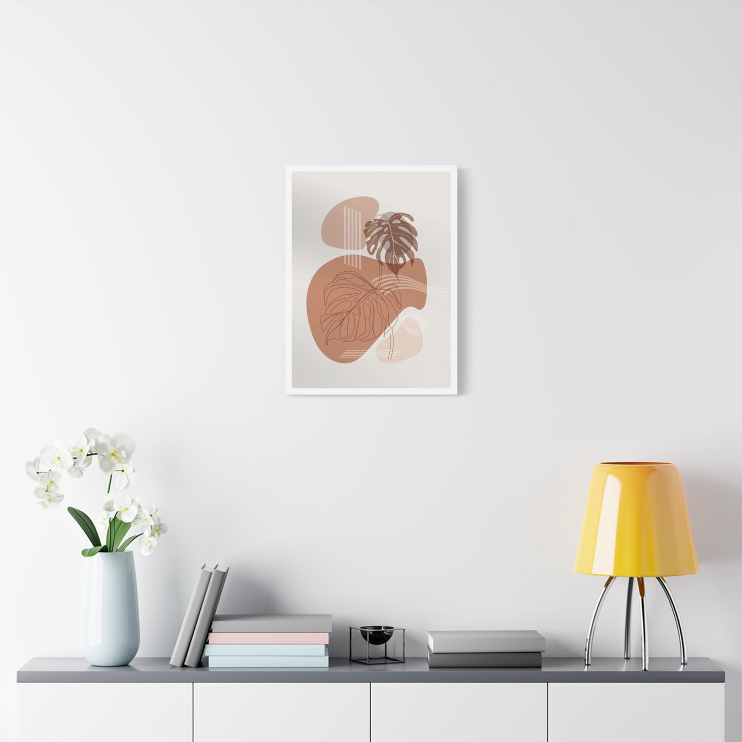 Brown Leaf Wall Painting Set 1.3 - Matte Canvas Decor with Minimalist Leaf Design